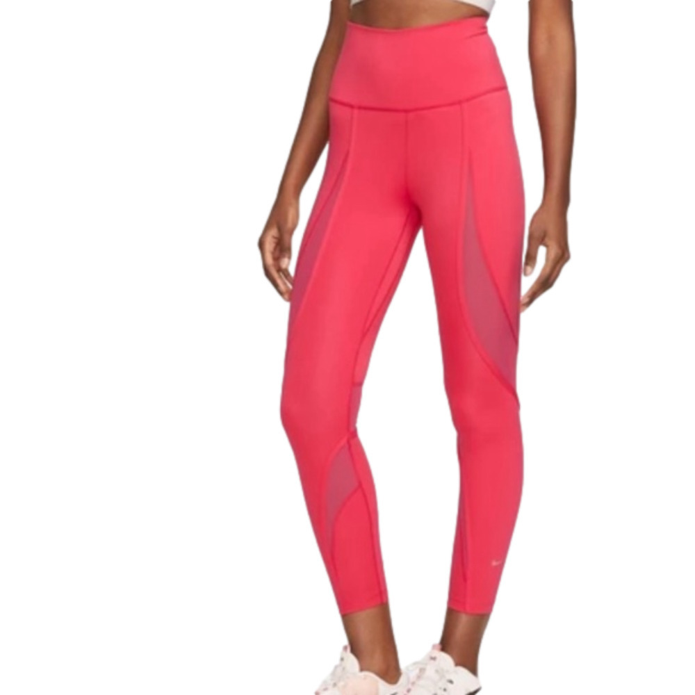 Nike Dri Fit 7/8 leggings Medium beautiful pink with mesh High Rise - Picture 3 of 13